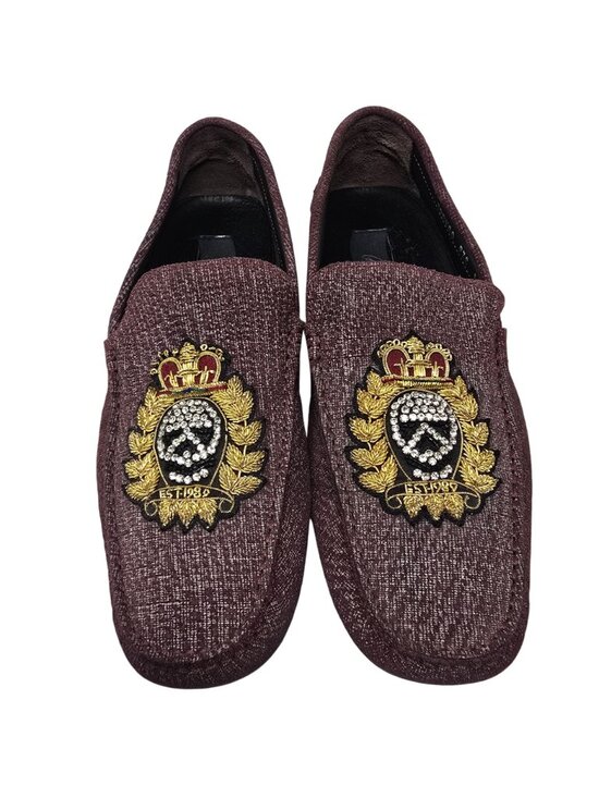 Donald J Pliner Mens Burgundy Embroidered Driving Loafers With Rhinestones Size main image 4